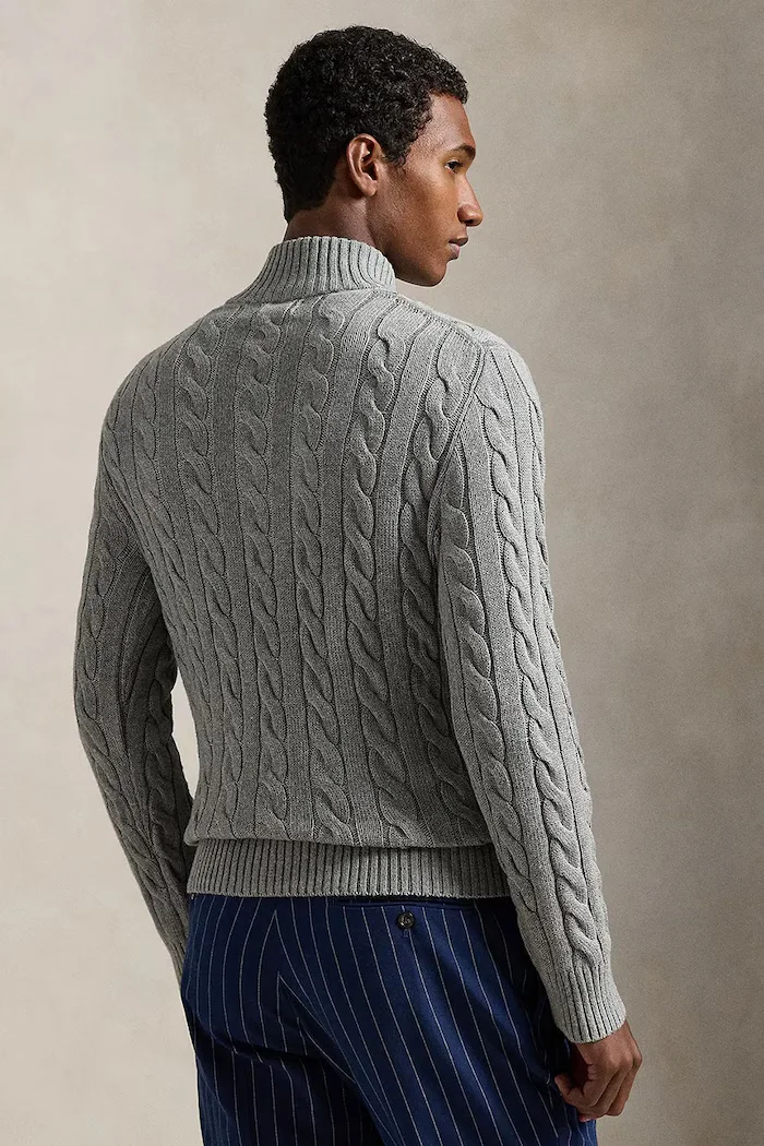 Polo Ralph Lauren пуловер мъжки от памук сив 710810841
