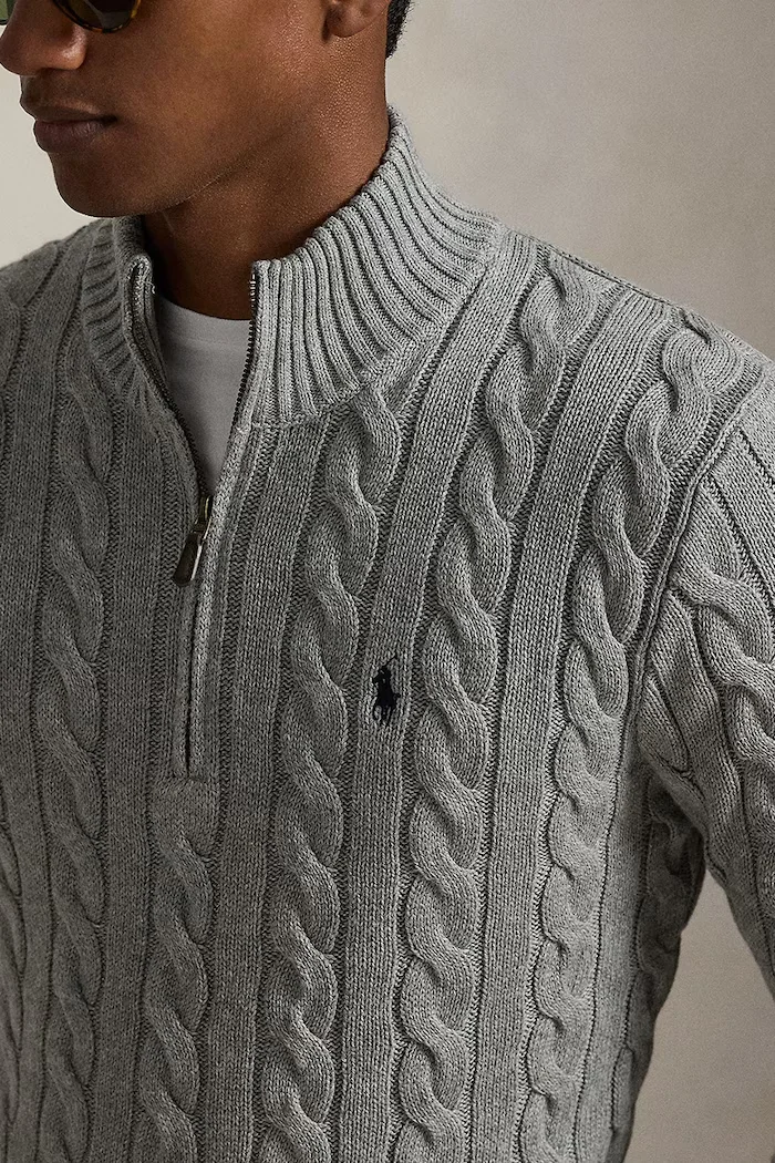 Polo Ralph Lauren пуловер мъжки от памук сив 710810841