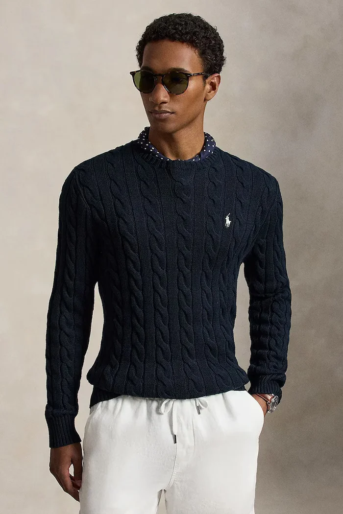 Polo Ralph Lauren пуловер мъжки от памук тъмносин 710775885