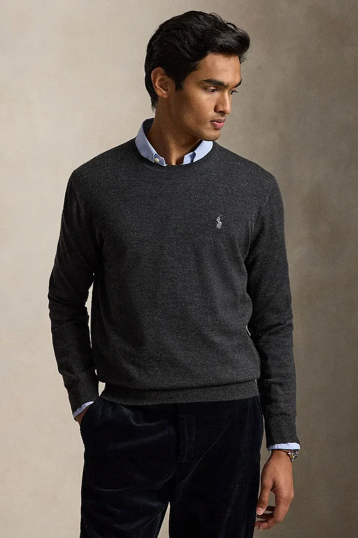 Polo Ralph Lauren пуловер мъжки от вълна сив 710954589