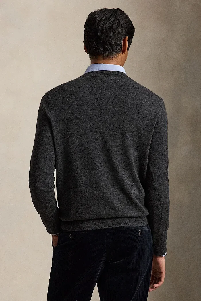 Polo Ralph Lauren пуловер мъжки от вълна сив 710954589