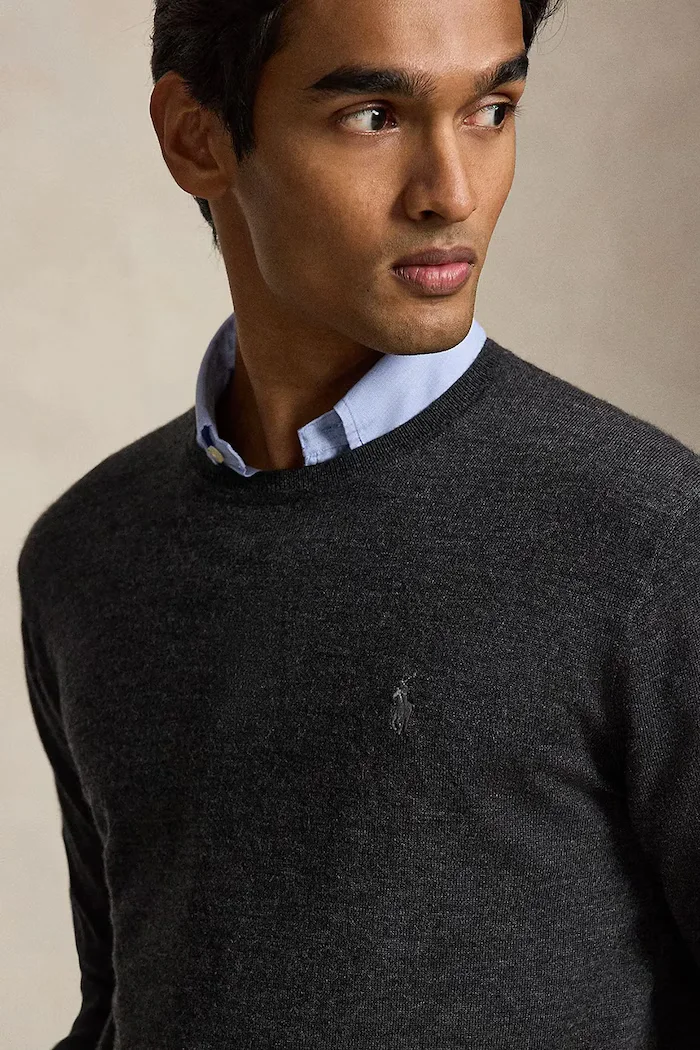Polo Ralph Lauren пуловер мъжки от вълна сив 710954589