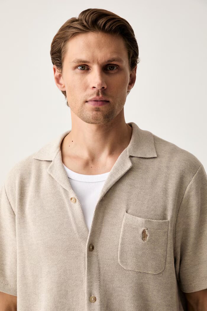 Polo Ralph Lauren риза мъжка от памук бежова 710P04442