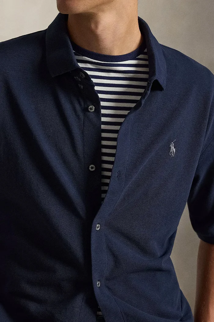Polo Ralph Lauren риза мъжка от памук тъмносиня 710B18514