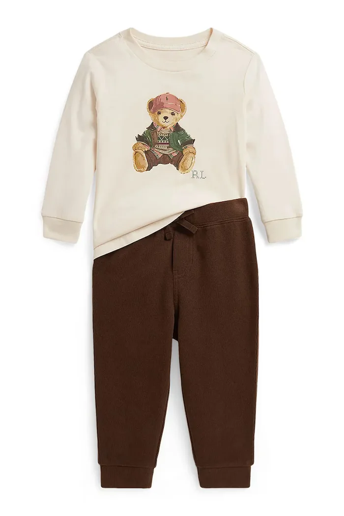 Polo Ralph Lauren спортен комплект анцуг за деца от памук бежов 320B27201001