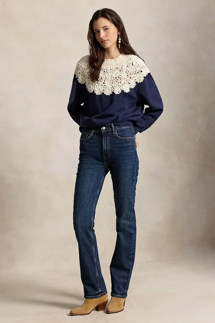 Polo Ralph Lauren суичър дамски с памук тъмносин 211B23859