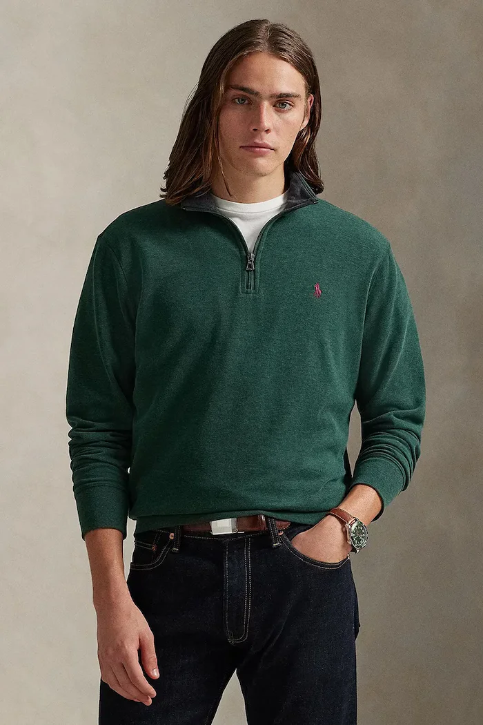 Polo Ralph Lauren суичър мъжки с памук зелен 710812963