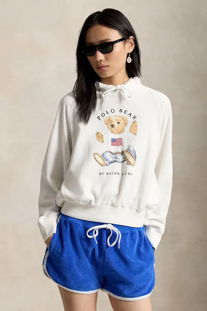 Polo Ralph Lauren суичър с качулка дамски от памук бял 211A12745