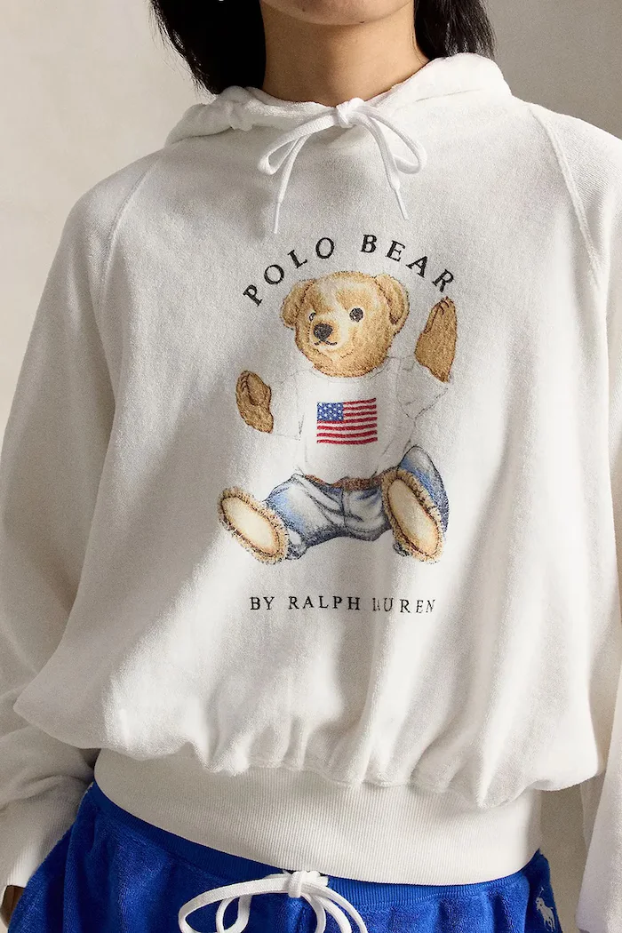 Polo Ralph Lauren суичър с качулка дамски от памук бял 211A12745