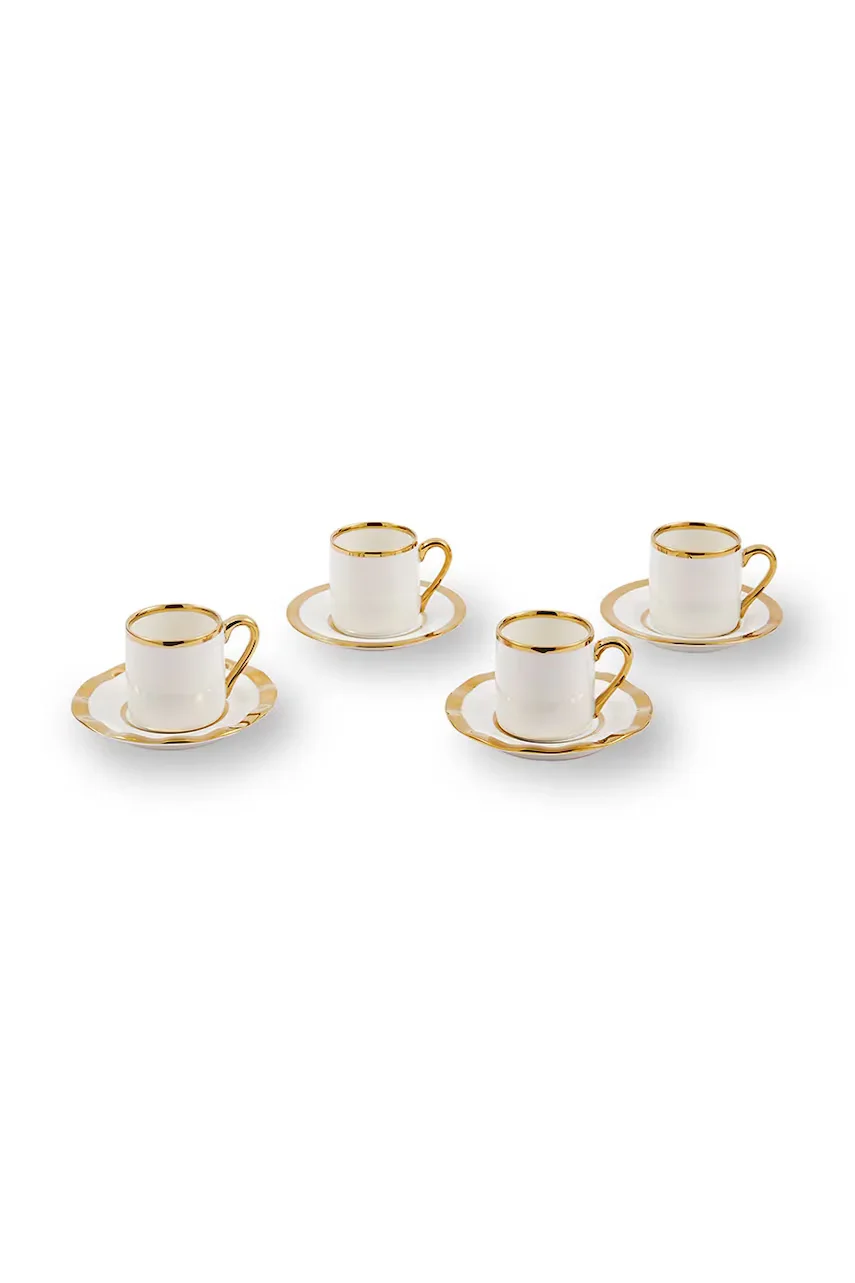 Pols Potten Комплект чаши и чинийки за 4 души Golden Finds 110 ml