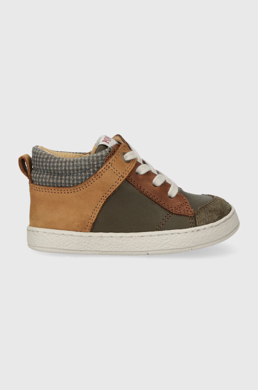 Pom D'api Детски половинки обувки от кожа MOUSSE ZIP TREK