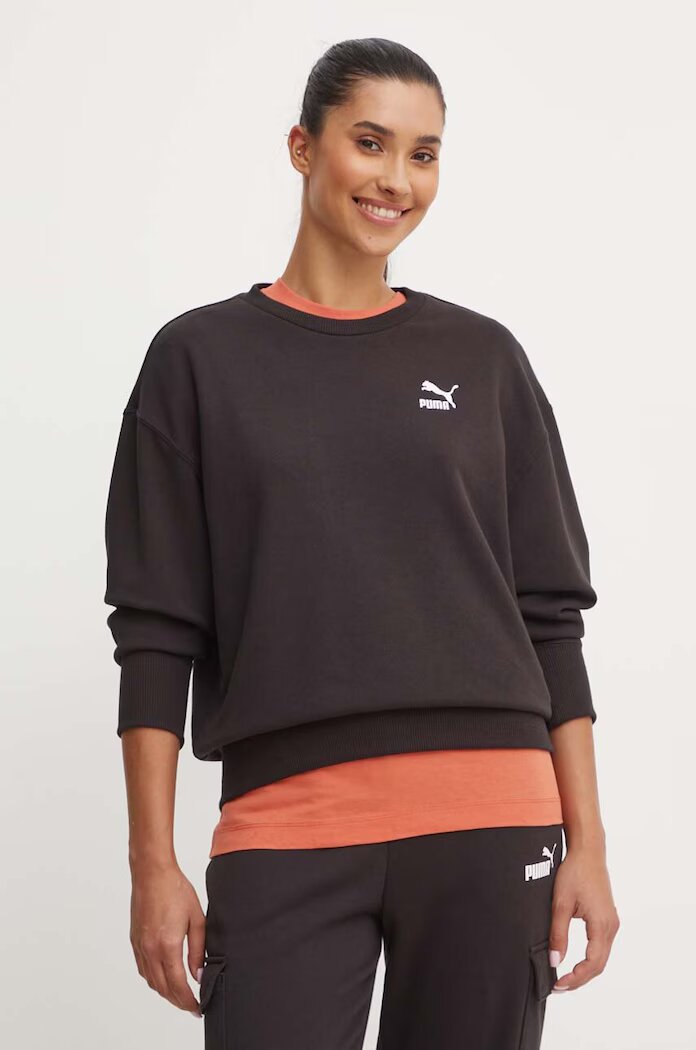 Puma Памучен суичър BETTER CLASSIC в черно с изчистен дизайн 624231