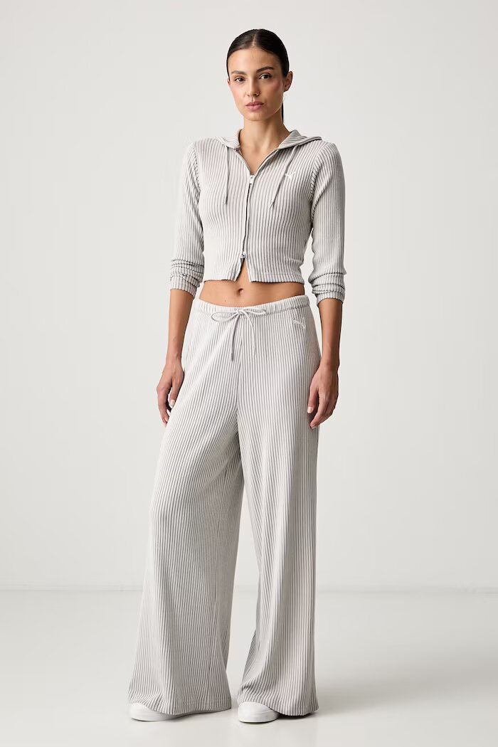 Puma суичър с цип и качулка дамски Essentials Ribbed бежов 636669