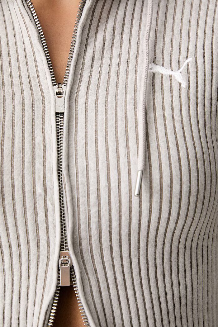 Puma суичър с цип и качулка дамски Essentials Ribbed бежов 636669