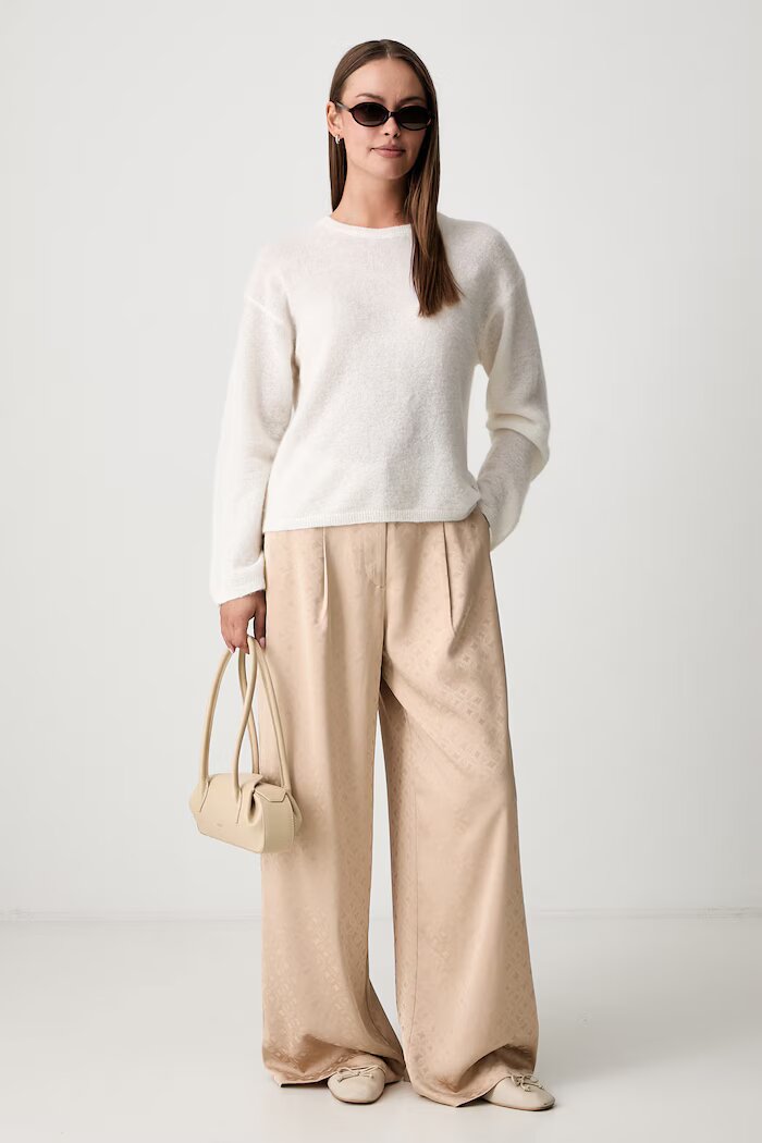 Scotch & Soda панталон дамски бежов с висока талия ULH01488F