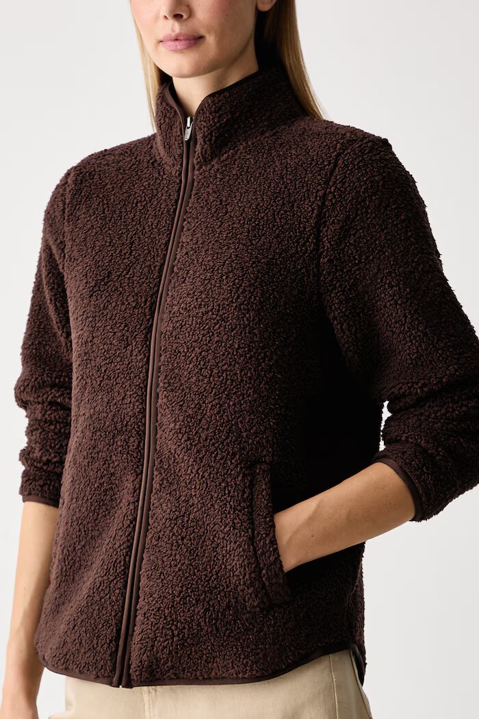 Skechers поларен суичър дамски SKECH-SHERPA JACKET кафяв JA218