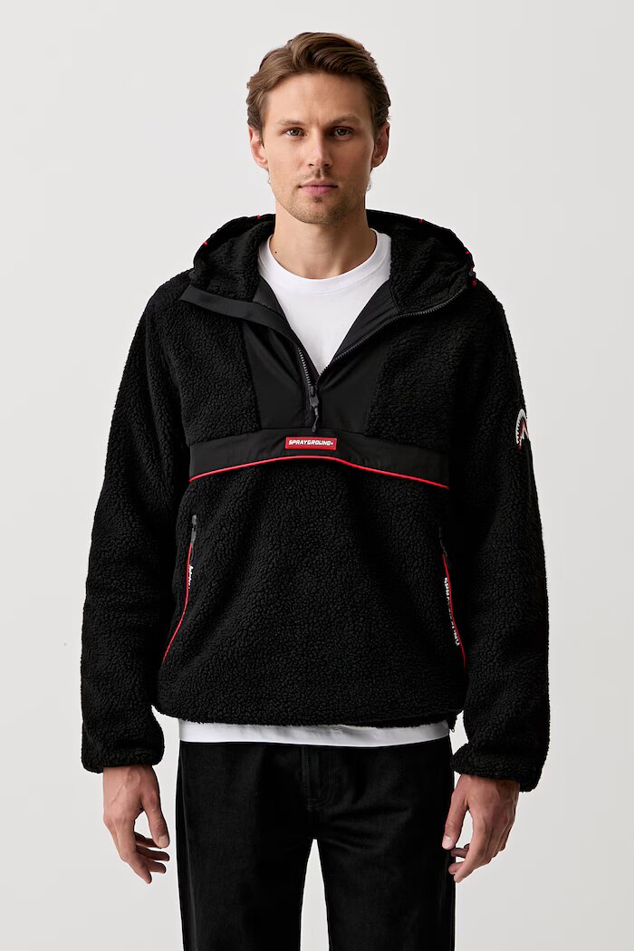 Sprayground анорак от полар черен SP137D