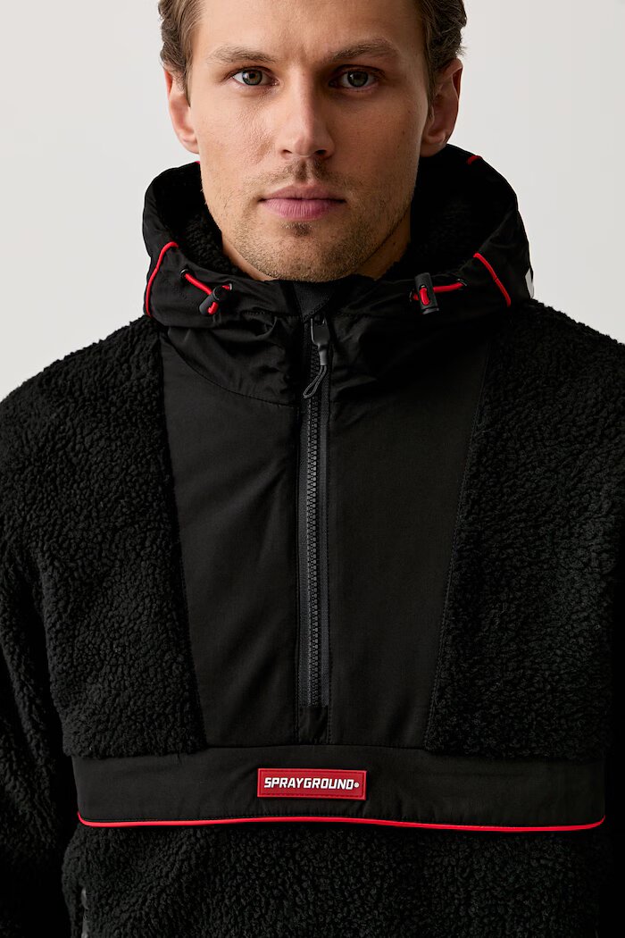 Sprayground анорак от полар черен SP137D