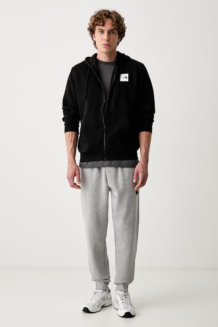 The North Face суичър с цип и качулка мъжки с памук Box Regular черен NF0A8JAZJK31