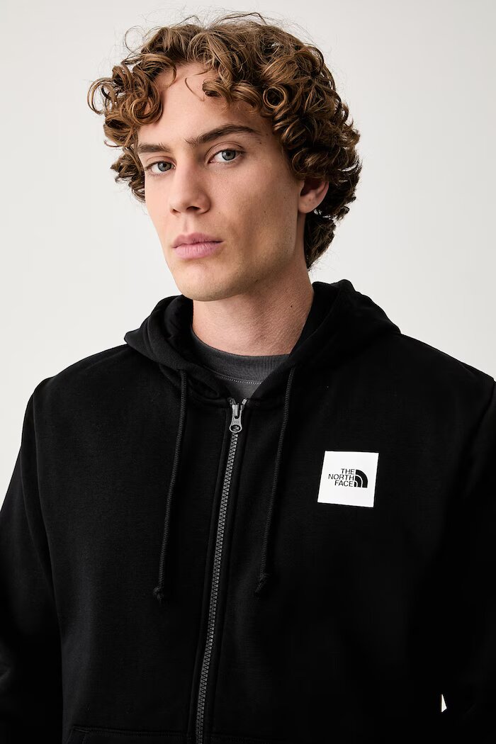 The North Face суичър с цип и качулка мъжки с памук Box Regular черен NF0A8JAZJK31
