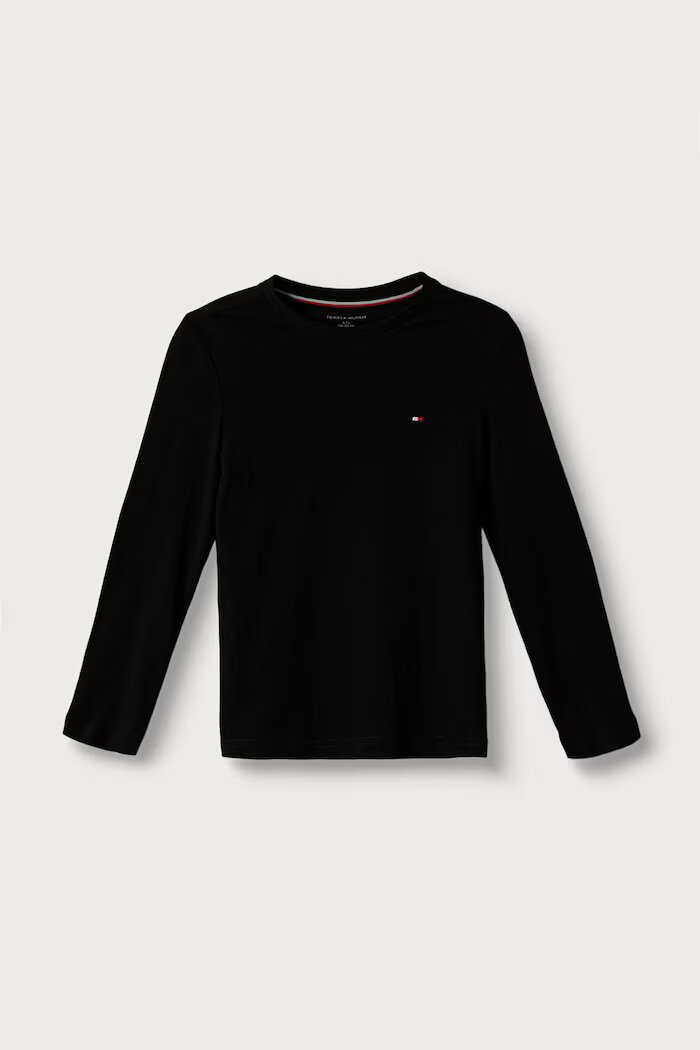 Tommy Hilfiger блуза с дълги ръкави за деца от памук черна UB0UB00309
