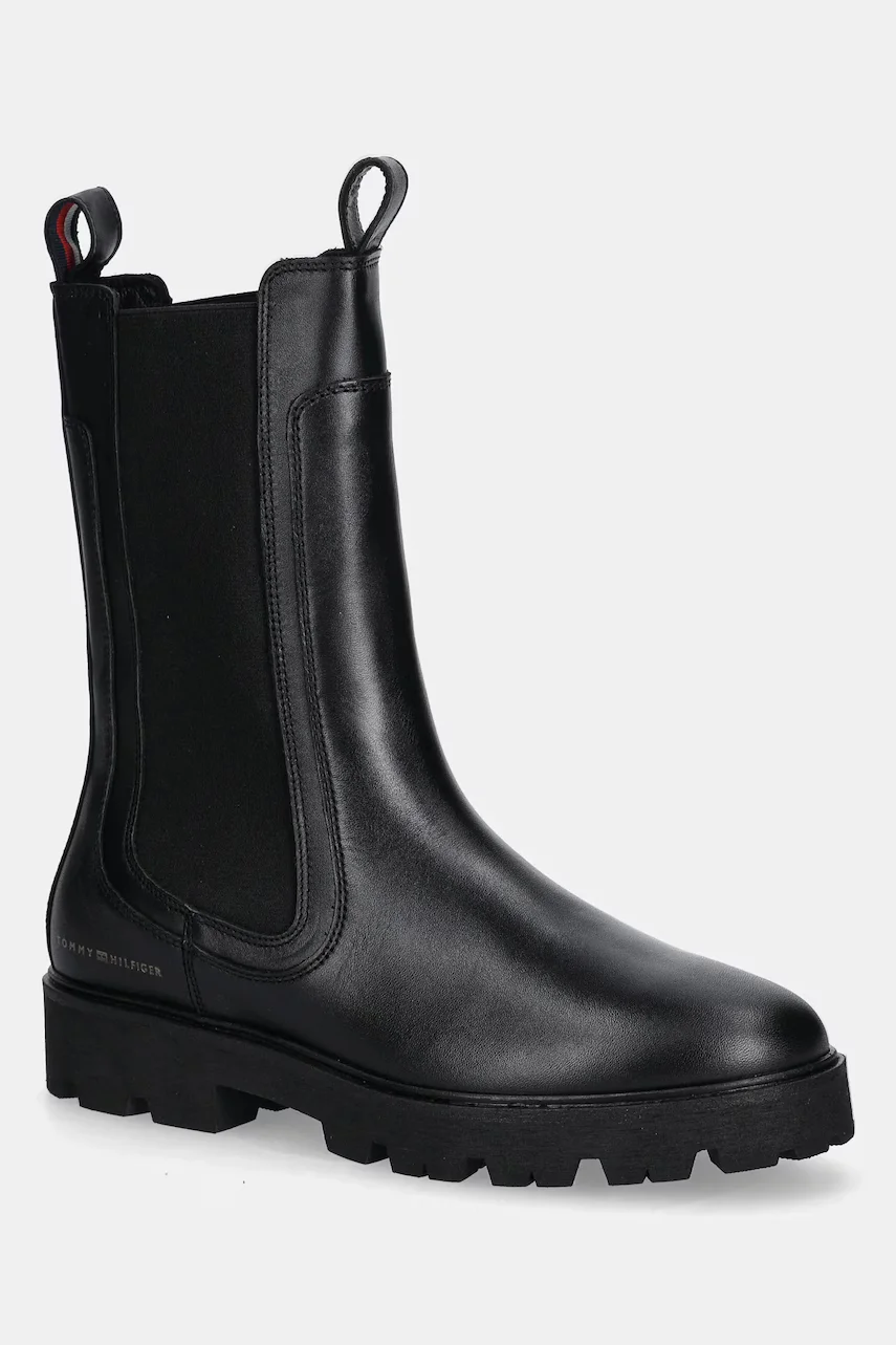 Tommy Hilfiger Кожени боти челси TH LTHR MID CHELSEA