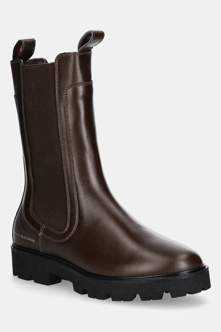 Tommy Hilfiger Кожени боти челси TH LTHR MID CHELSEA