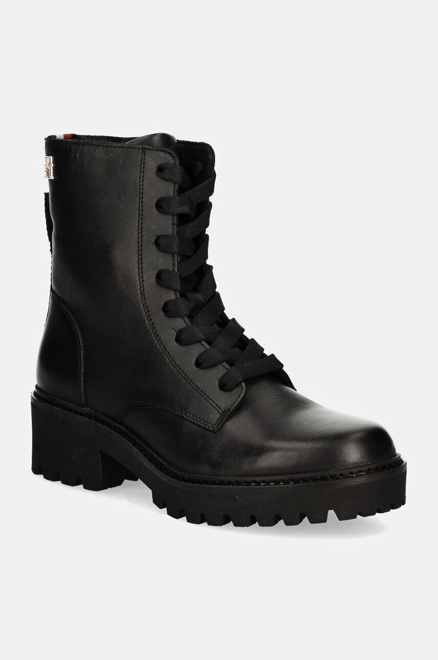 Tommy Hilfiger Кожени кубинки CHIC MID HEEL LEATHER LACE-UP