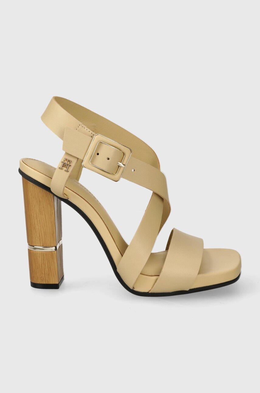 Tommy Hilfiger Кожени сандали HARDWARE BLOCK HIGH HEEL