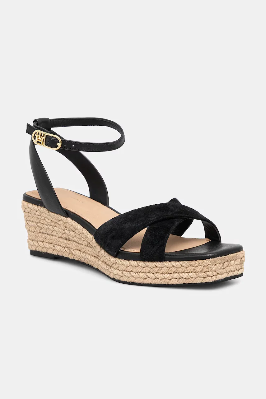 Tommy Hilfiger Кожени сандали LEATHER & SUEDE MID WEDGE ESPAD