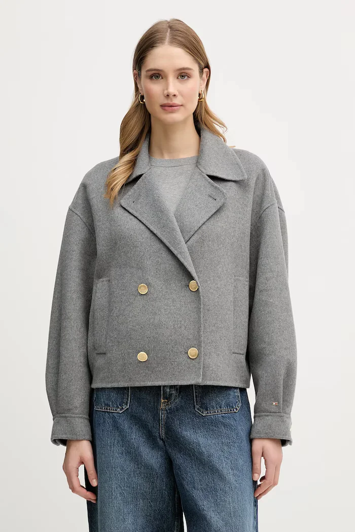 Tommy Hilfiger Палто с вълна в сиво WW0WW47759