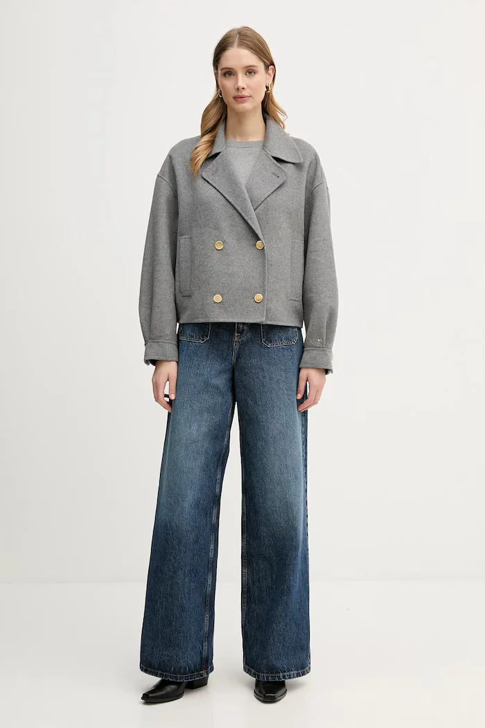 Tommy Hilfiger Палто с вълна в сиво WW0WW47759
