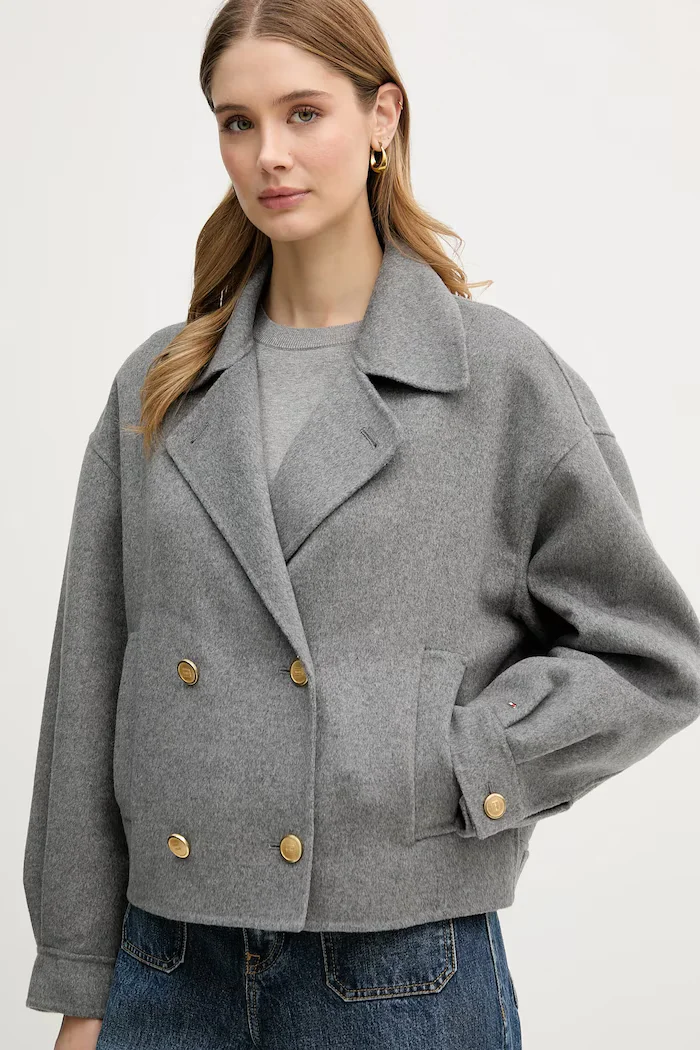 Tommy Hilfiger Палто с вълна в сиво WW0WW47759