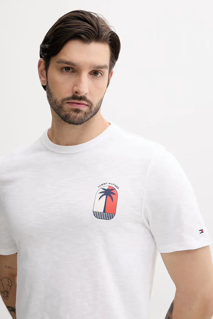 Tommy Hilfiger Памучна тениска в бяло с принт MW0MW39354