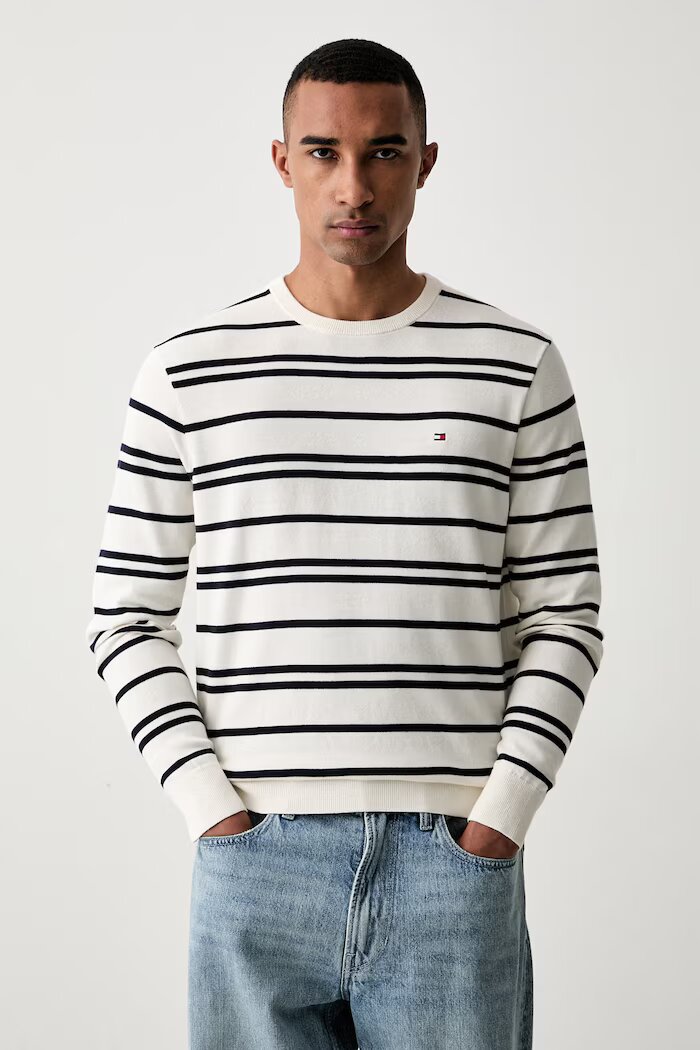 Tommy Hilfiger пуловер мъжки от памук бежов MW0MW39999
