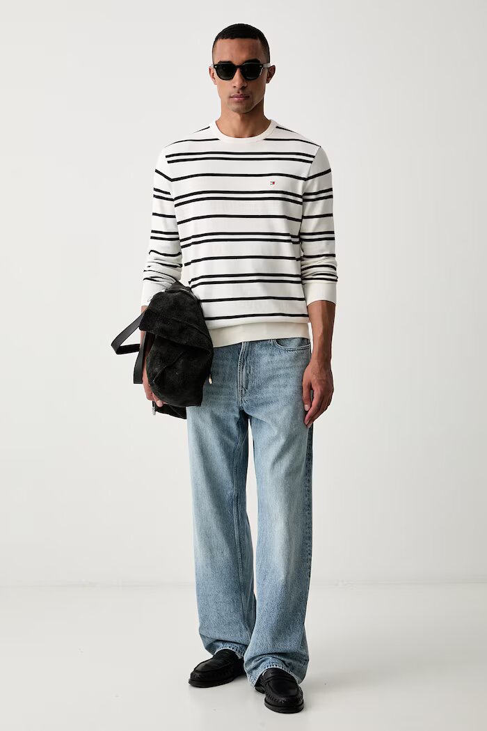 Tommy Hilfiger пуловер мъжки от памук бежов MW0MW39999