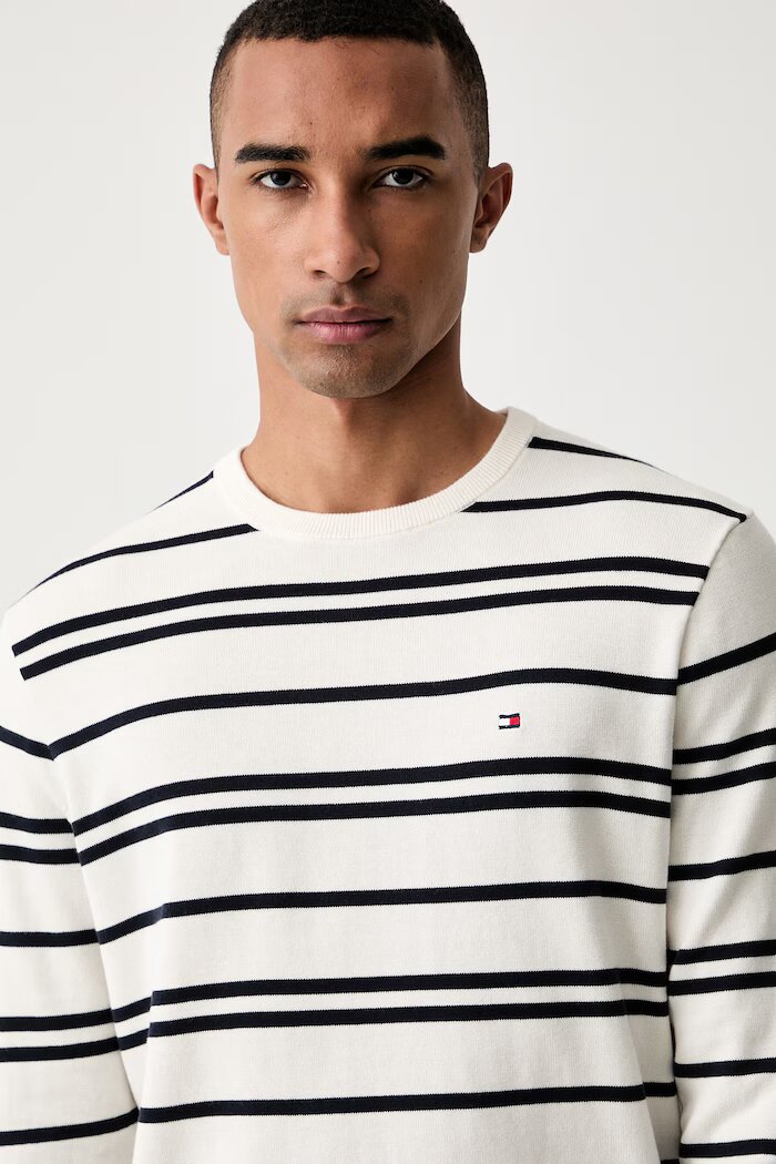 Tommy Hilfiger пуловер мъжки от памук бежов MW0MW39999