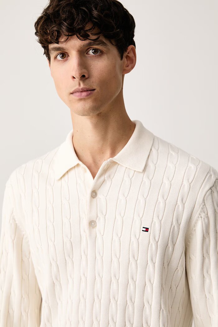 Tommy Hilfiger пуловер мъжки от памук бежов MW0MW41955