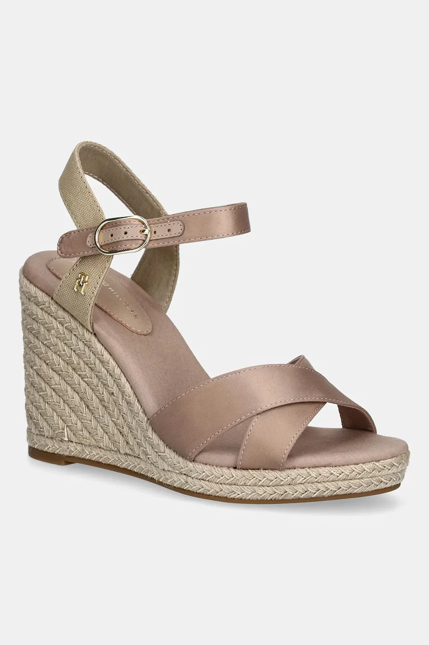 Tommy Hilfiger Сандали SATIN HIGH WEDGE ESPADRILLE