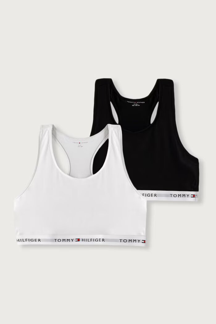 Tommy Hilfiger спортен сутиен дамски от памук с еластан черен UG0UG00852