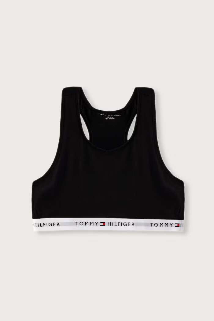 Tommy Hilfiger спортен сутиен дамски от памук с еластан черен UG0UG00852