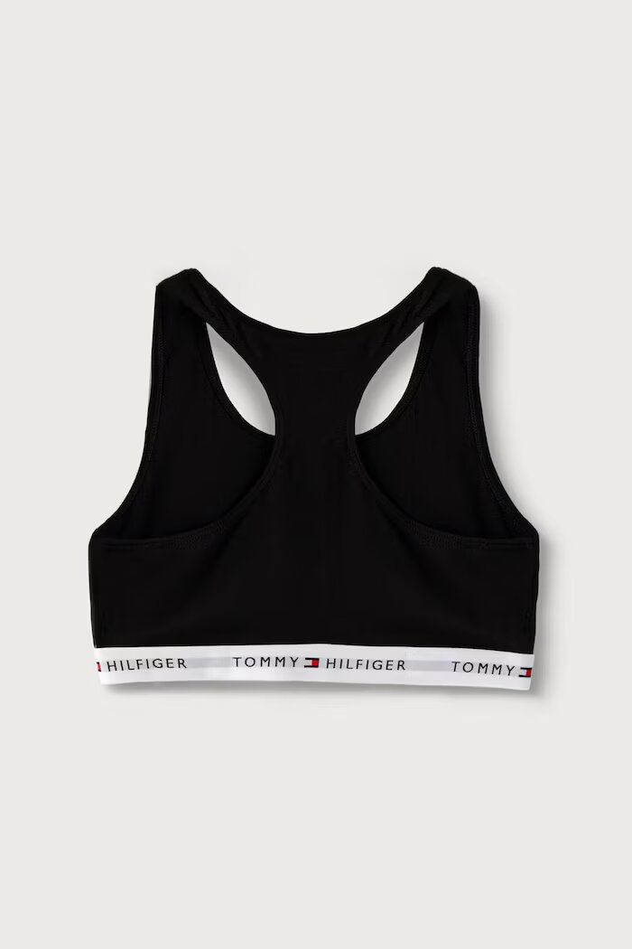 Tommy Hilfiger спортен сутиен дамски от памук с еластан черен UG0UG00852