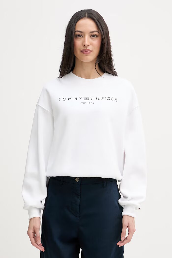 Tommy Hilfiger суичър дамски с памук бял WW0WW47831