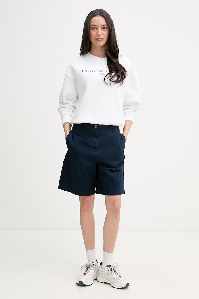 Tommy Hilfiger суичър дамски с памук бял WW0WW47831