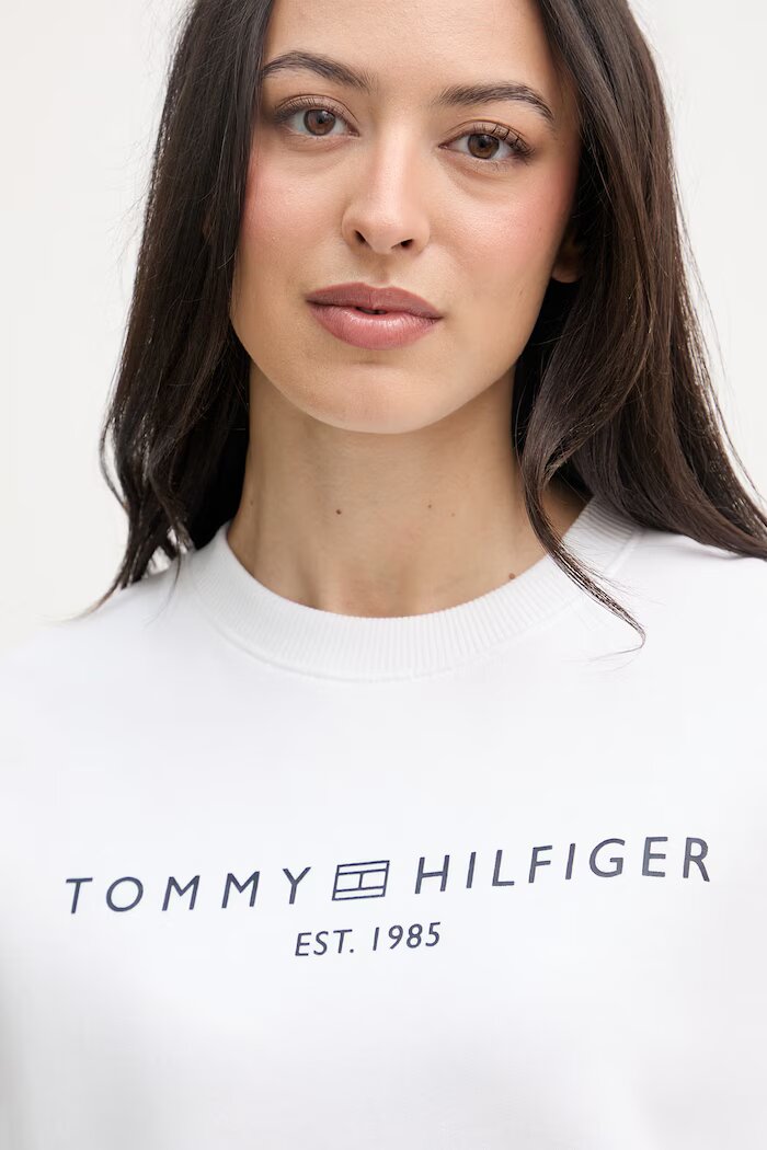 Tommy Hilfiger суичър дамски с памук бял WW0WW47831