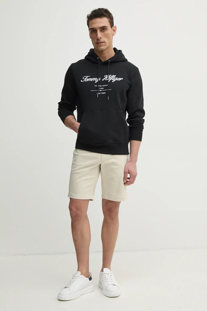Tommy Hilfiger Суичър в черно с качулка с апликация MW0MW33631