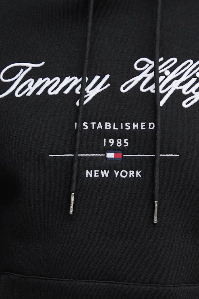 Tommy Hilfiger Суичър в черно с качулка с апликация MW0MW33631