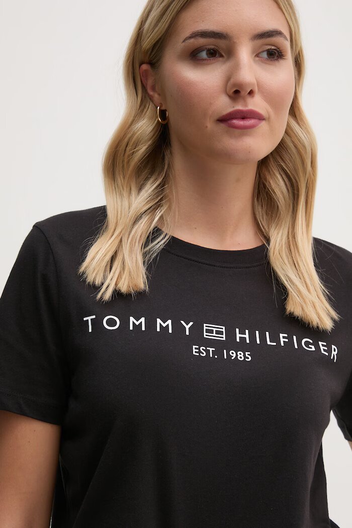 Tommy Hilfiger тениска дамска от памук черна WW0WW40276