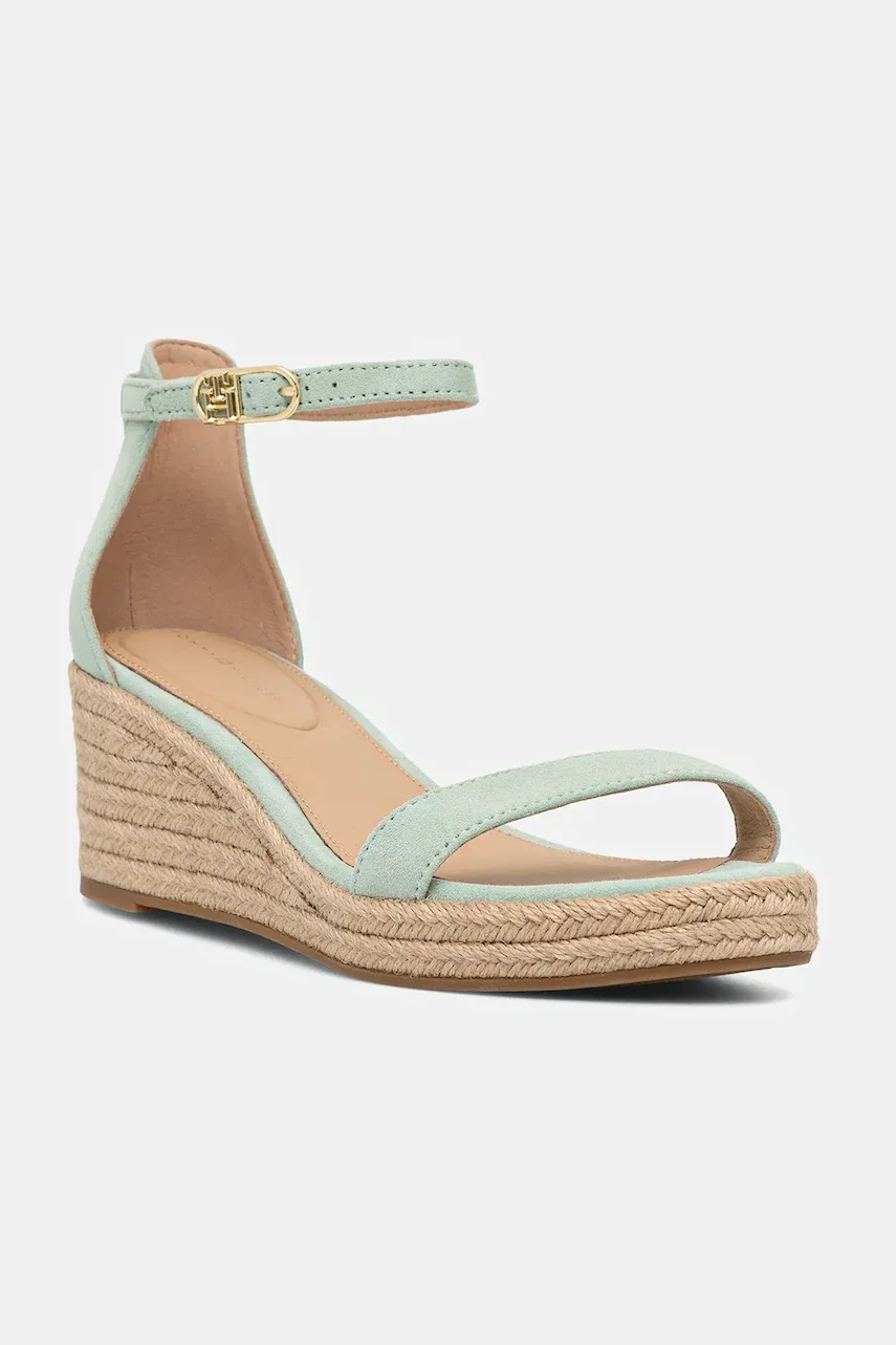 Tommy Hilfiger Велурени сандали SUEDE ANKLE MID WEDGE ESPADRILLE