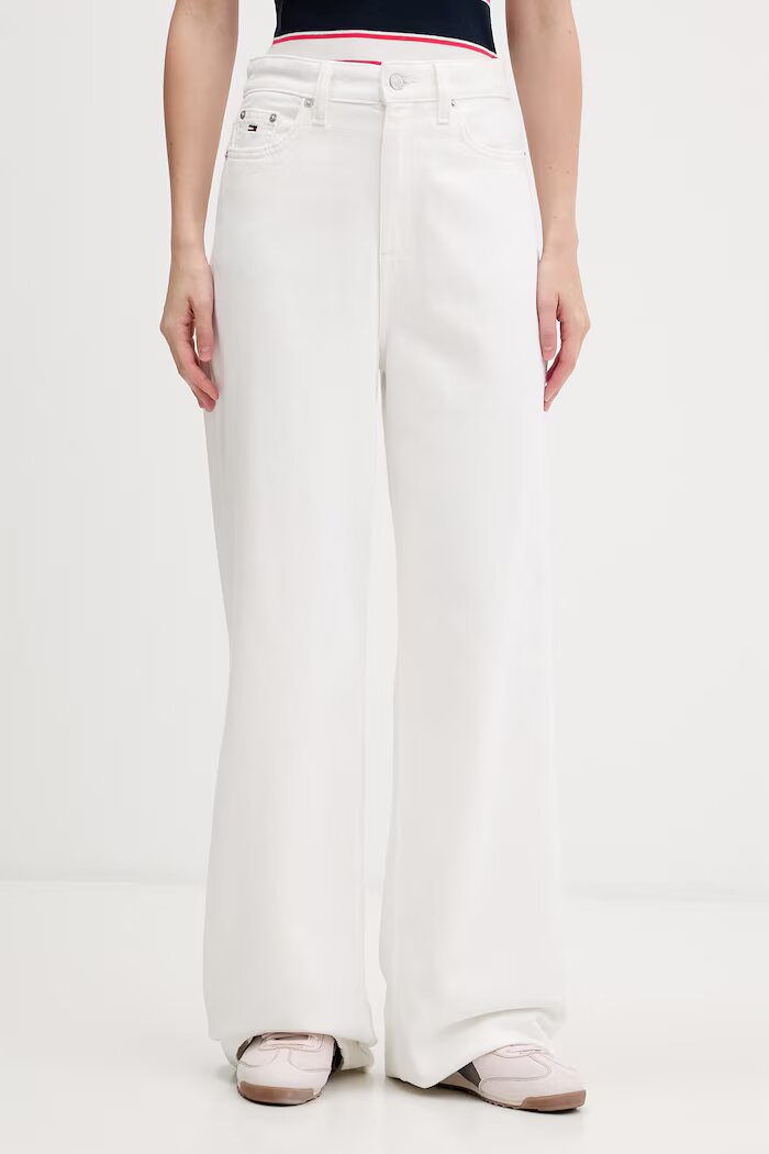 Tommy Jeans дънки wide leg дамски бели DW0DW22648
